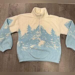 Gilly Hicks Cream and Blue Fleece Pullover